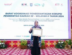 Pemkot Pangkalpinang Terima Penghargaan Dari KPK, Pemda Dengan Peningkatan Nilai MCP Tertinggi Wilayah II